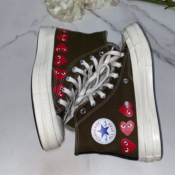 CONVERSE X COMME DES GARCONS PLAY CTAS 70 High Multi Heart  162973C Size Wo’s 5 - Picture 4 of 17